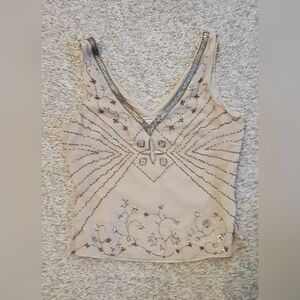 Adrianna Papell 100% SILK Beige Embellished Camisole 💗 MAKE AN OFFER💗